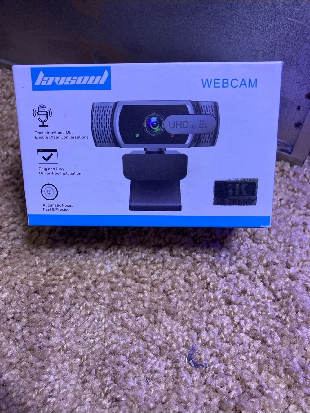 Black Webcam UHD 4K - Plug & Play Webcam with Auto Focus